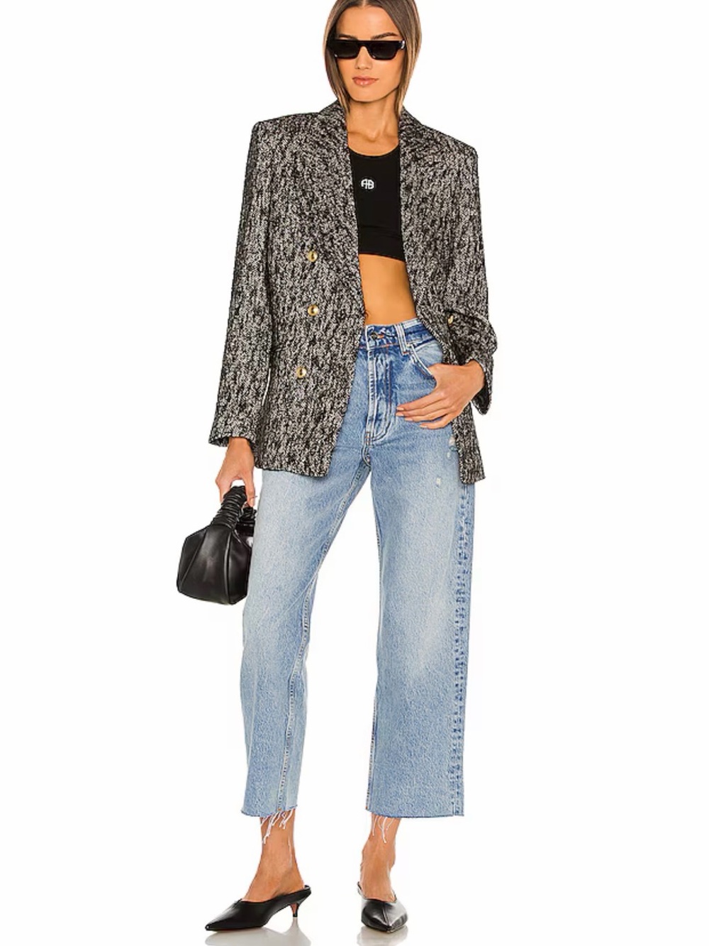Anine Bing Gavin Jeans In Blue Reservoir Cropped Women’s Size 27